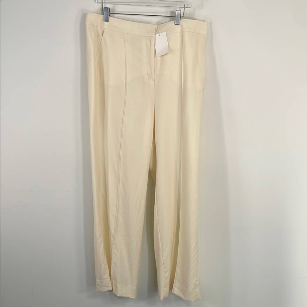 NWT‎ J Crew Collection Plus Size 100% Italian Wool Wide Leg Tuxedo Pants Sz 16 - Picture 2 of 8